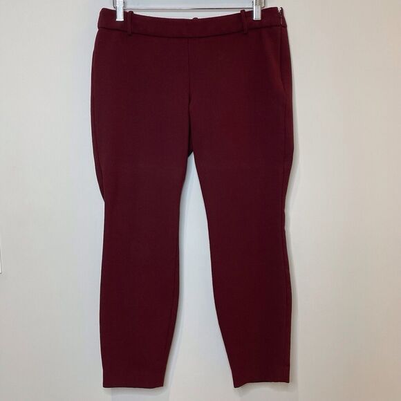 J.Crew Minnie Wool Pants Bi Stretch Slacks Date Valentines Cabernet Dark Red 8 - Picture 1 of 10